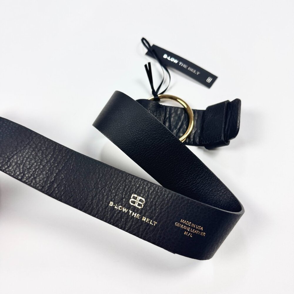 NWT B-Low The Belt Black Leather Gold Circle Buckle M/L